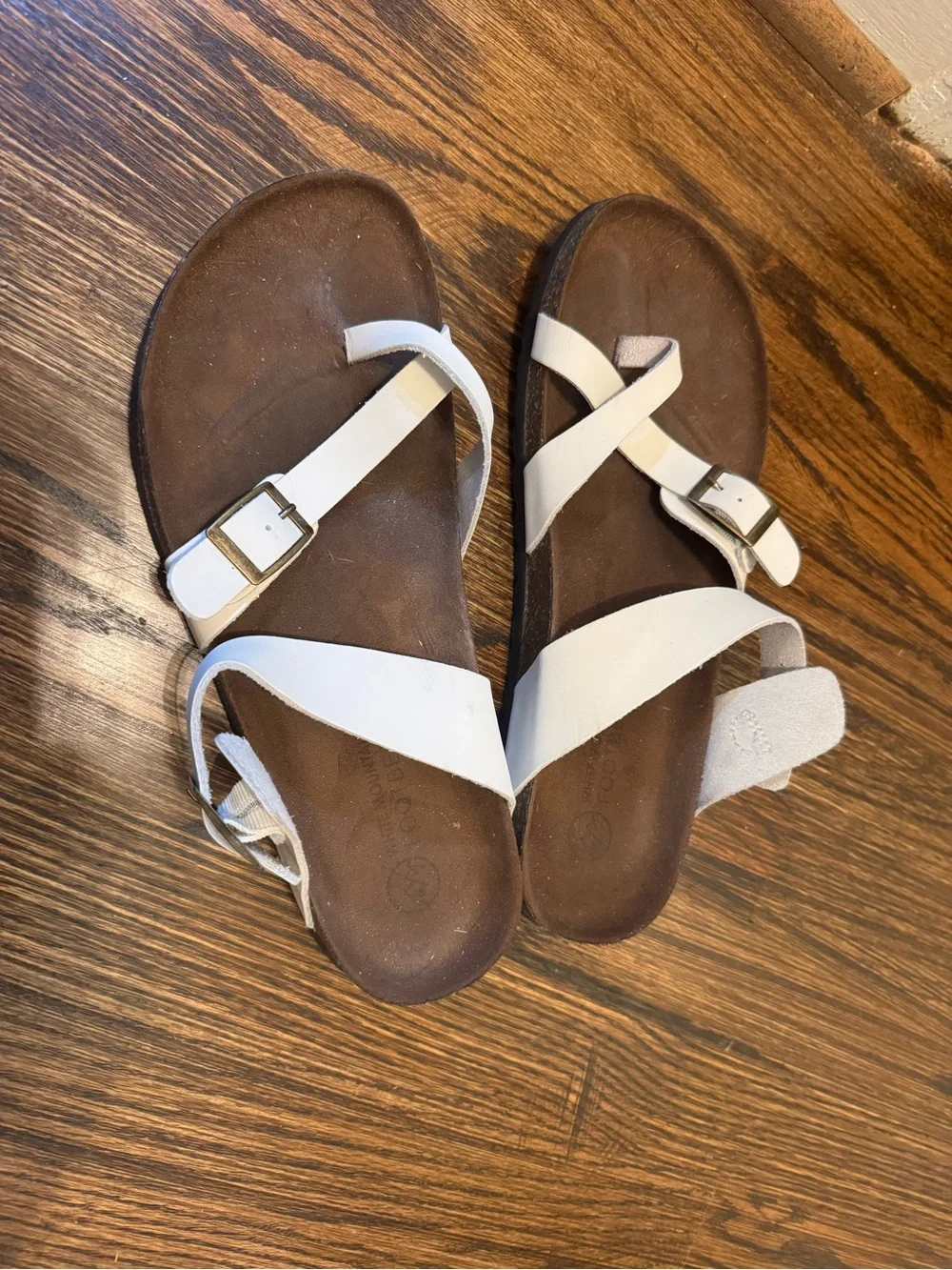 White Mountain White Strappy Buckle Sandals